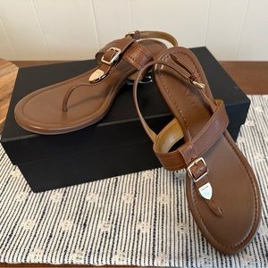 Brown leather coach sandals! Size 8